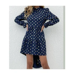 Polka Dot Bronzing Half High Neck Dress SD160345 -Amour Vert shop 58c02ba5 e658 46f2 8bc5 9b52df27895b 0453B4EEEE48FB937B5234D46368AD51