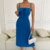 Sexy Suspender Midi Dress Solid Color Backless Slim Lace Up Wholesale Dresses SDN560291
