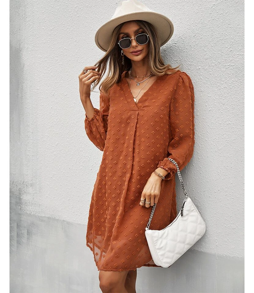 Sexy V Neck Flocking Mini Dress Solid Color Loose Long Sleeve Wholesale Dresses SDN560852 15 Sexy V Neck Flocking Mini Dress Solid Color Loose Long Sleeve Wholesale Dresses SDN560852 - Image 13