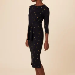 Colombe 3/4 Sleeve Reverie Knit Dress - Positano -Amour Vert shop 6054 34 Slv Colombe Positano 2