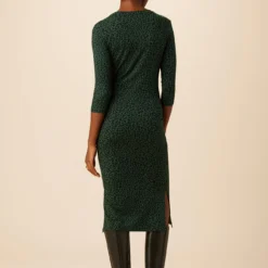 Colombe 3/4 Sleeve Reverie Knit Dress - Forest Leopard -Amour Vert shop 6054 3 4 Slv Colombe Forest Leopard 3
