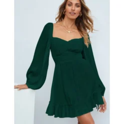 Square Neck Solid Color Lantern Sleeve Ruffles Lace-Up Swing Dress Vintage Wholesale Dresses SD531198 -Amour Vert shop 6c5893cf 16f5 442c 9547 0914369e5fcc 52cfe522d78982f7903dd37182a61e11