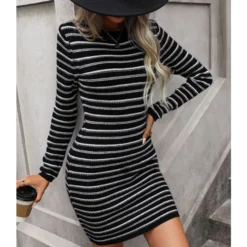 Stylish Inter-Colour Striped Round Neck Mid-Length Knitted Dress Wholesale Dresses N5923082600024 -Amour Vert shop 6faf31f1234546d2b9c8b07400ace2bb 4