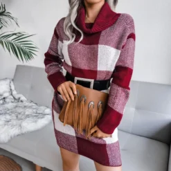 Turtle Neck Plaid Knitted Dress Wholesale Without Belt SD160394 -Amour Vert shop 70827c59 65a8 4e88 9afc 0a7826e2f657 64A454432A2C28AA795F16C1500EB2D8