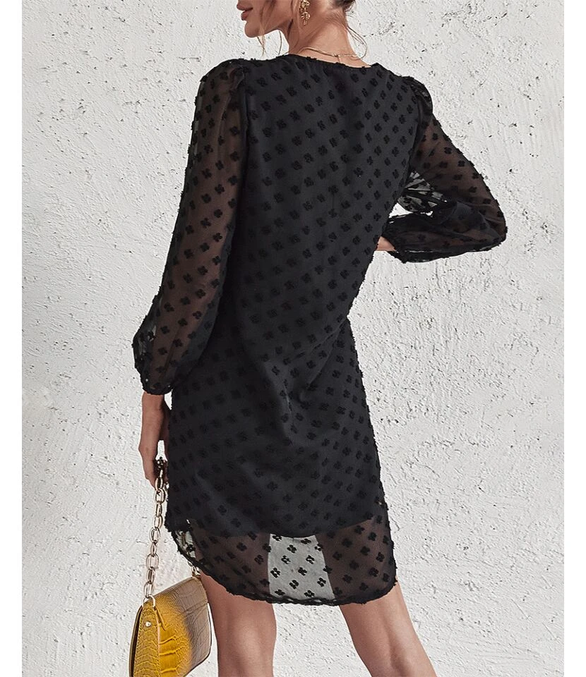 Sexy V Neck Flocking Mini Dress Solid Color Loose Long Sleeve Wholesale Dresses SDN560852 6 Sexy V Neck Flocking Mini Dress Solid Color Loose Long Sleeve Wholesale Dresses SDN560852 - Image 4