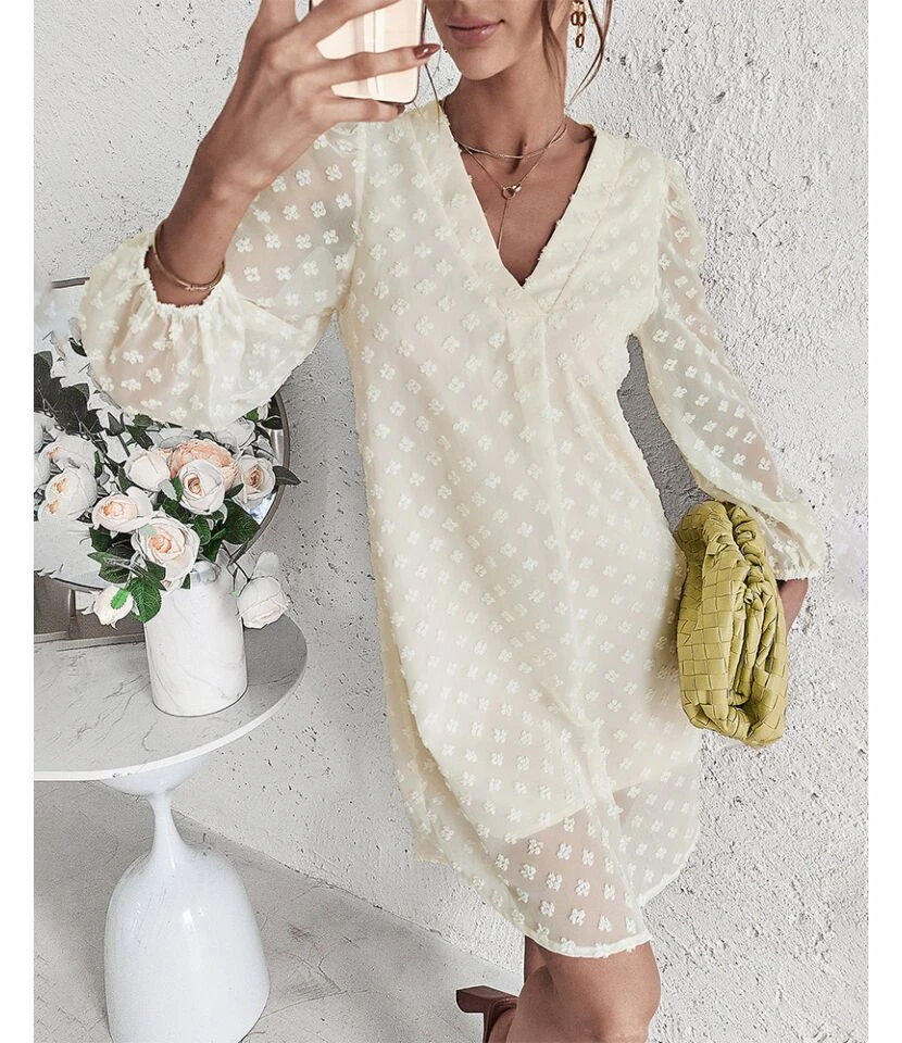 Sexy V Neck Flocking Mini Dress Solid Color Loose Long Sleeve Wholesale Dresses SDN560852 8 Sexy V Neck Flocking Mini Dress Solid Color Loose Long Sleeve Wholesale Dresses SDN560852 - Image 6