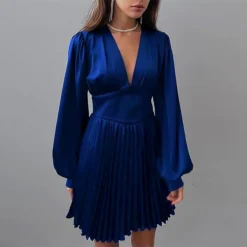 Long Sleeve Deep-V Sexy High Waist Pleated Satin Dress Wholesale Dresses SDN537372 -Amour Vert shop 740eab33 a06f 412a a89f 8189efb0f90f 9ba8b00d293196a9066caec720e15f92