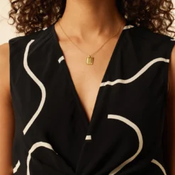 Olive Viscose Crepe Dress - Waves -Amour Vert shop 7540 Olive Crepe Waves 4