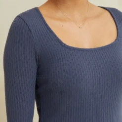 Perry Pointelle Rib Dress - Pacific Blue -Amour Vert shop 7549PerryPacificBlue 0930 web a178397e 2321 42ef 91bc 2179d5dc2f65