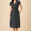 Ellie Washable Silk Dress - Squared Up Black