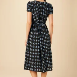 Ellie Washable Silk Dress - Squared Up Black -Amour Vert shop 7912 Ellie Squared Up Black 3