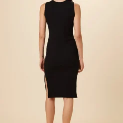 Leah Paris Rib Dress - Black -Amour Vert shop 7916 Leah Black 3