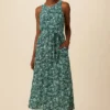 Larsa Washable Silk Dress - Green Palm