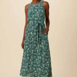 Larsa Washable Silk Dress - Green Palm