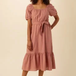 Michelle Organic Cotton Dress - Carnelian