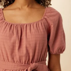 Michelle Organic Cotton Dress - Carnelian -Amour Vert shop 7990R1 Michelle Cotton Carnelian 4