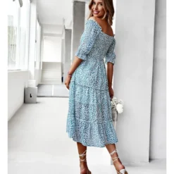 Sexy Off Shoulder Floral Midi Swing Dress High Waist Petal Sleeve Slim Vacation Wholesale Dresses SDN560630 -Amour Vert shop 79fb0593 974f 49a5 a2c7 35812b52adb7 8a7e61ac435ce634002275bd616198e9