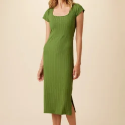 Cleo Provence Rib Dress - Pear