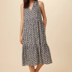 Leigh Ecovero Dress - Calico Navy