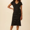 Miley Dream Knit Dress - Havana Stripe Black -Amour Vert shop 8322 Miley Black Havana Stripe 1
