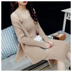 Wholesale Womens 2 Piece Sets Sling Knitted Midi Dress & Long Sleeve Cardigan SON562672 -Amour Vert shop 8488cbfb 74aa 48df 951d 1a1507a9fd9f e16d5886d4212ef6bead7acc2fe0b74d
