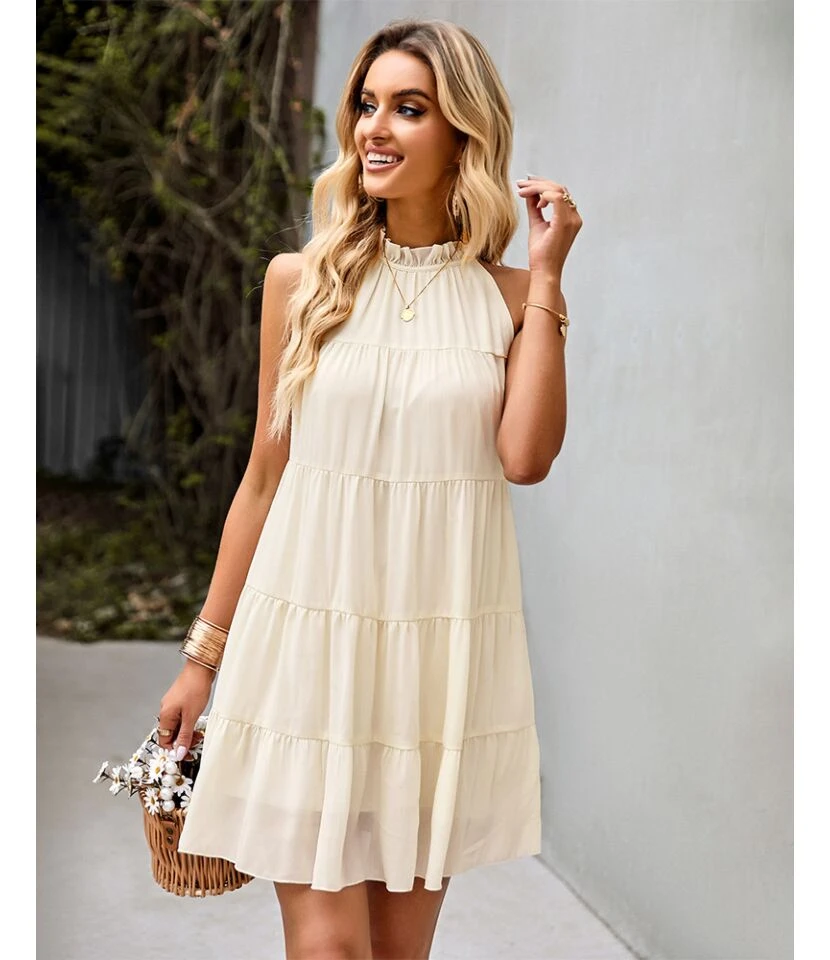 Sexy Lace-Up Tank Top Dress Sleeveless Crew Neck Solid Color Casual A-Line Tiered Wholesale Dresses SDN560684 6 Sexy Lace-Up Tank Top Dress Sleeveless Crew Neck Solid Color Casual A-Line Tiered Wholesale Dresses SDN560684 - Image 4