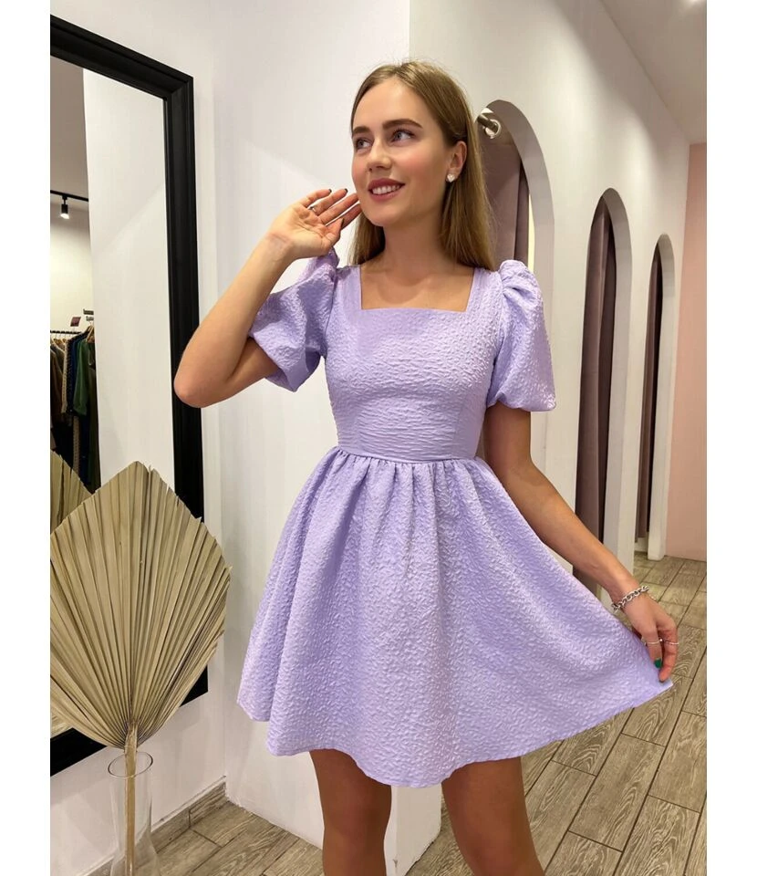 Fashion Square Neck Bubble Sleeve Jacquard Backless A-Line Mini Dress Wholesale Dresses SDN562841 5 Fashion Square Neck Bubble Sleeve Jacquard Backless A-Line Mini Dress Wholesale Dresses SDN562841 - Image 3