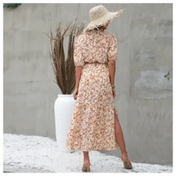 Elegant Lantern Sleeve Knotted Print Midi Dress Sexy V Neck Side Slit Wholesale Dresses SDN560361 -Amour Vert shop 8faab42d c94d 4cd8 9e91 b69241e8326a 935a1fb0780a018d966cc007ed2405c4