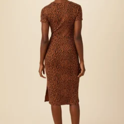 Colombe Reverie Knit Dress - Almond Leopard Print -Amour Vert shop 9032 SS Colombe Almond Leopard 3