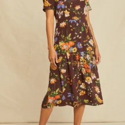 Aubrey Washable Silk Dress - Palermo Print