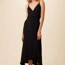 Astrida Maxi Wrap Dress - Black