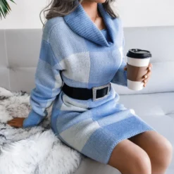 Turtle Neck Plaid Knitted Dress Wholesale Without Belt SD160394 -Amour Vert shop 93e2ec7b e903 419f b6e6 21244eaab218 66E21AA1CEAC283E3DE555518265C163