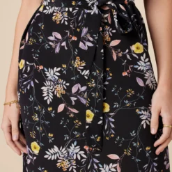 Cindra Washable Silk Midi Dress - French Jardin Black -Amour Vert shop 9674R1 Cindra French Jardin Black 4