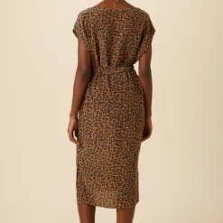 Cindra Washable Silk Midi Dress - Caramel Sauvage -Amour Vert shop 9674 Cindra Caramel Sauvage 3