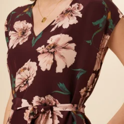 Cindra Washable Silk Midi Dress - Paysage Sepia -Amour Vert shop 9674 Cindra Paysage Sepia 4