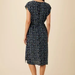 Cindra Washable Silk Midi Dress - Squared Up Black -Amour Vert shop 9674 Cindra Squared Up Black 3