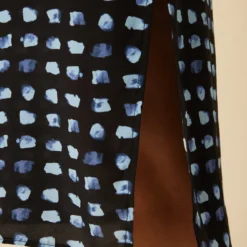 Cindra Washable Silk Midi Dress - Squared Up Black -Amour Vert shop 9674 Cindra Squared Up Black 5