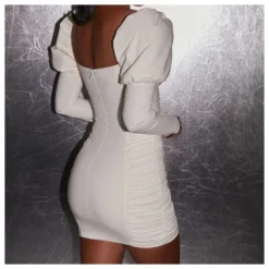 Pleated Sexy Low Cut Long Sleeve Puff Sleeve Sheath Mini Dress Wholesale Dresses SDV463783 -Amour Vert shop 973c0a70 8266 4084 a961 a37957b471b1 62491583372366346ff5b4e97588e424