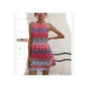 Geometric Print Round Neck Sleeveless Nipped Waist A-Line Resort Dress Fashion Wholesale Dresses SDN533122