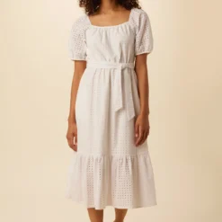 Michelle Cotton Eyelet Dress - White