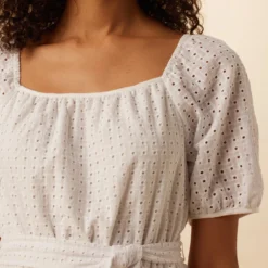 Michelle Cotton Eyelet Dress - White -Amour Vert shop 9987 Michelle Eyelet White 4