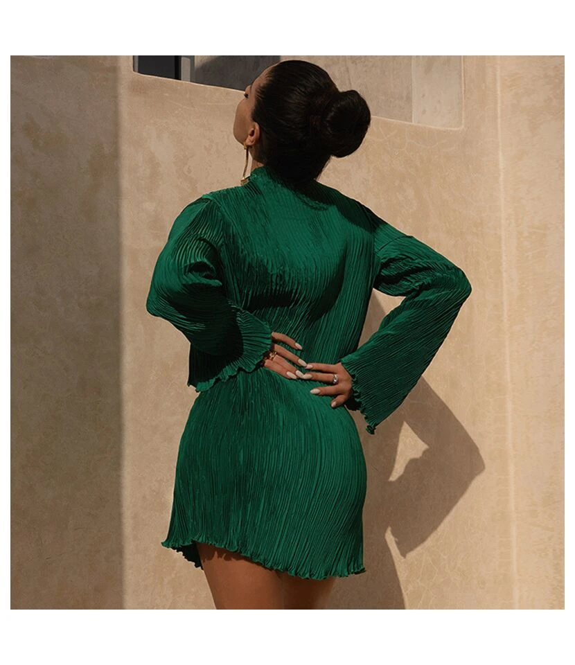 Round Neck Personalized Pleated Loose Long-Sleeved Mini Dress Wholesale Dresses SDV464075 9 Round Neck Personalized Pleated Loose Long-Sleeved Mini Dress Wholesale Dresses SDV464075 - Image 7