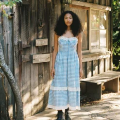 The Emma Dress | Cornflower Basketweave -Amour Vert shop Emma3 2aff08a7 53bd 4cb2 8905 f5718640d89f