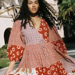 The Gina Dress | Patchwork Reds -Amour Vert shop Gina3 b7483879 31a3 4369 9648 3f956ce2de84