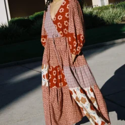 The Gina Dress | Patchwork Reds -Amour Vert shop Gina5 c32828cf f327 4501 88ff f8bd1d6d60f9