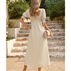 Elegant Flower Petal Sleeve Solid Color Square Neck Long Dress Wholesale Dresses V5923041200032 -Amour Vert shop O1CN014PiYpX1ND4n0Iozyj 2425141535 0 cib