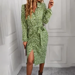 Fashion Long Sleeve Geometric Pattern Print Lace-Up Single-Breasted Dress Wholesale Dresses V5923041200022 -Amour Vert shop O1CN016wFNWu1wuaxdiJp7r 3267756368 0 cib 4
