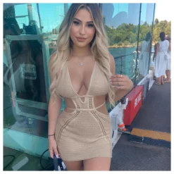 Sexy Halter Neck Wrapped Chest Hollow Bodycon Lace-Up Knit Dress Wholesale Dresses N5323030800039 -Amour Vert shop O1CN018i6xTM22o51WByg7i 2206542577166 0 cib 3