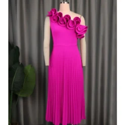 Casual Sleeveless Single-Shoulder Diagonal Collar Wood Ear Edge Thin Pleated Dress Wholesale Dresses V5923050600021 -Amour Vert shop O1CN01BGLK5R1TGB9yGdn5D 2206882922354 0 cib