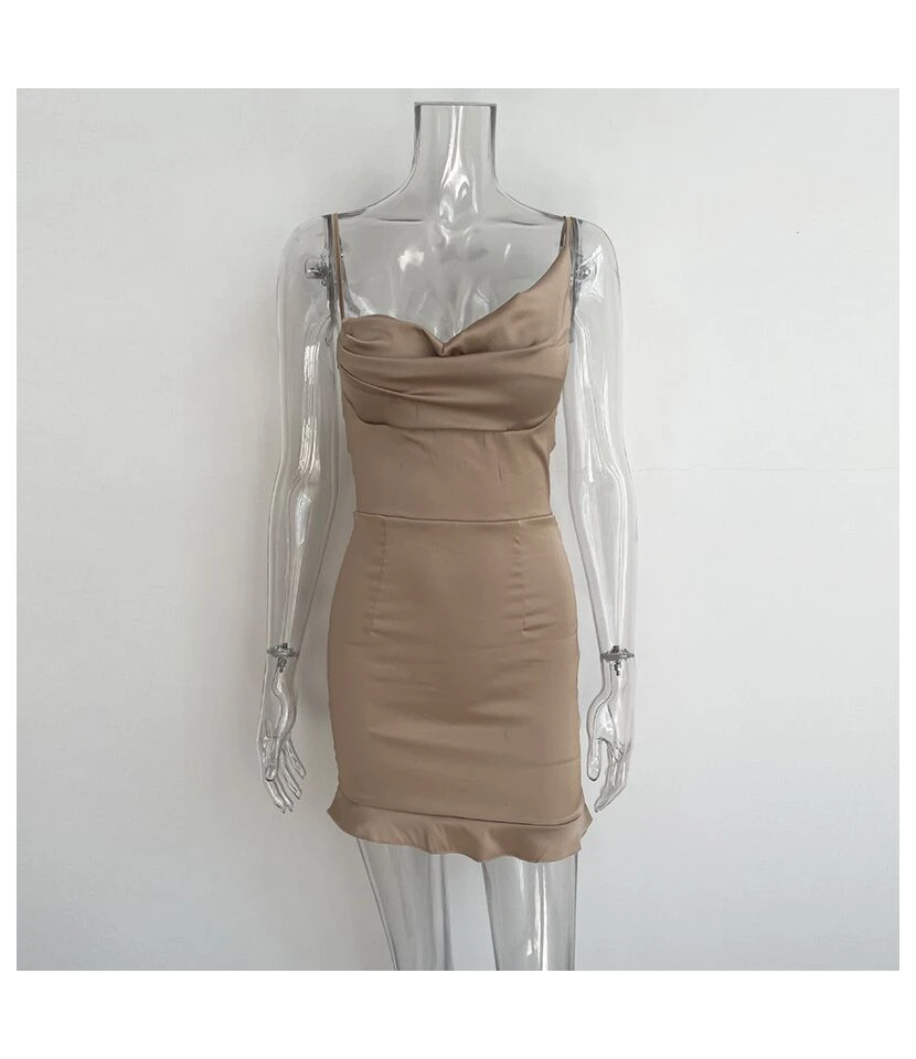 Lotus Leaf Hem Skinny Suspenders Solid Color Low-Cut Dress Wholesale Dresses N46223031400054 9 Lotus Leaf Hem Skinny Suspenders Solid Color Low-Cut Dress Wholesale Dresses N46223031400054 - Image 7